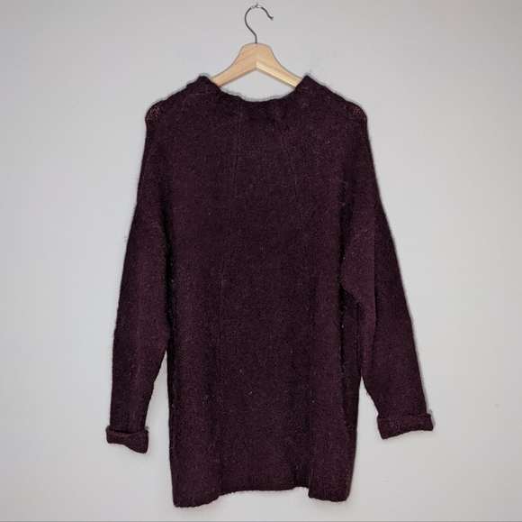 Free People Wool Blend Oversized Slouchy Tunic Sweater Burgundy Purple Size XS/S - Picture 7 of 15